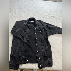 Zara oversized distressed jean jacket